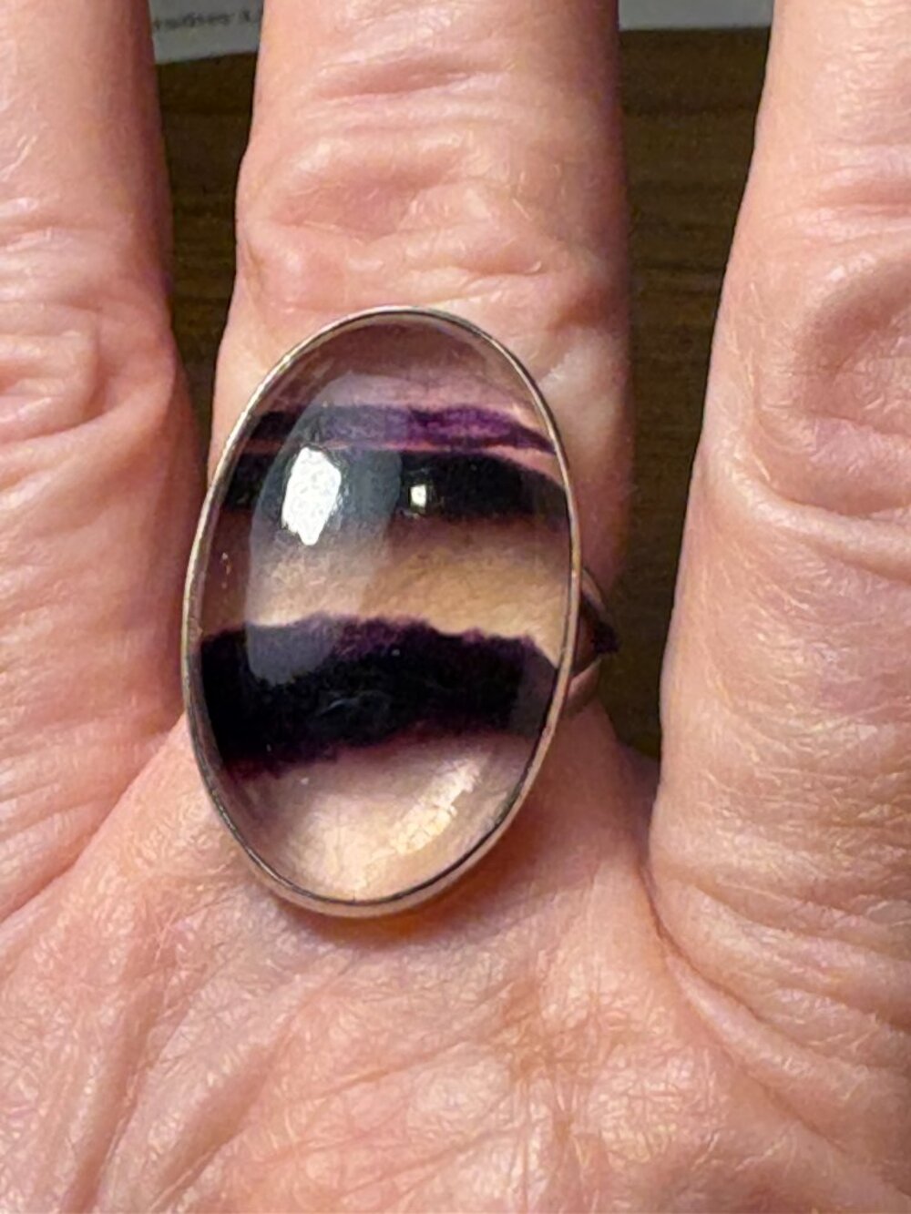 Handcrafted Solid Sterling Silver and Amethyst Quartz Ring Size 6.75